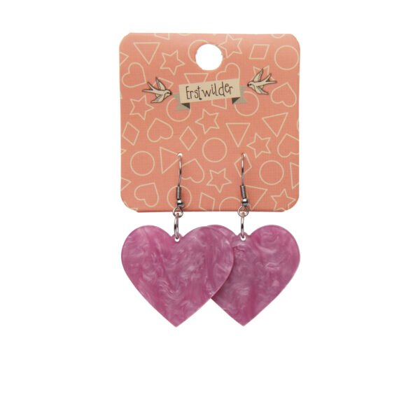 Solid Heart Ripple Resin Drop Earrings Mauve 2