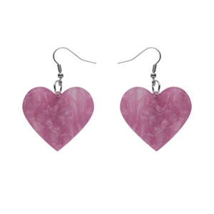 Solid Heart Ripple Resin Drop Earrings Mauve