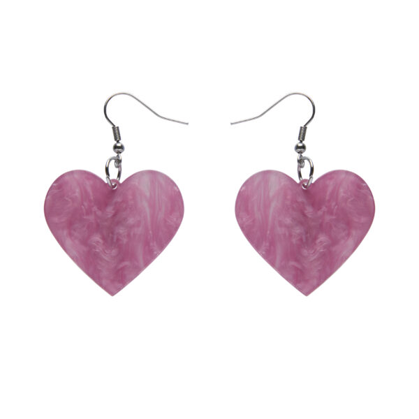 Solid Heart Ripple Resin Drop Earrings Mauve