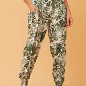 Leaf Print Boho Harem Pants P517