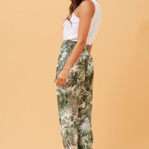 Leaf Print Boho Harem Pants P517a