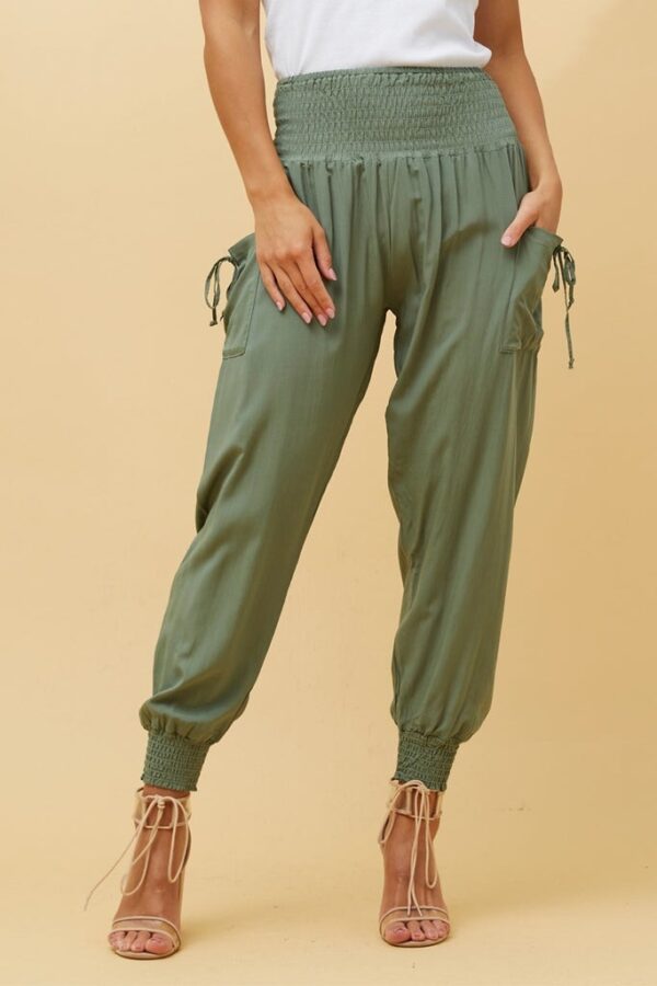 Solid Harem Pants P510678 Sage 7